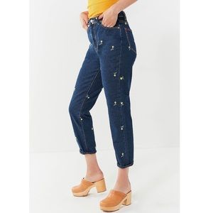 UO BDG Buttercup Embroidered Floral Slim Mom Jeans